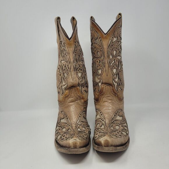Corral Tan and Silver Heeled Boots - Picture 3 of 11